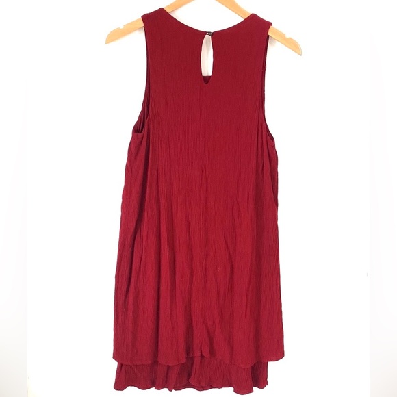 Xhilaration Sleeveless boho tiered burgundy midi dress, Size Large - Picture 6 of 8